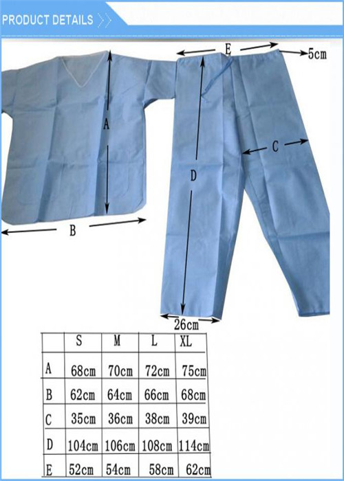 Short Sleeves Navy Disposable Coverall Suit , Medical Scrub Suit ISO Approved