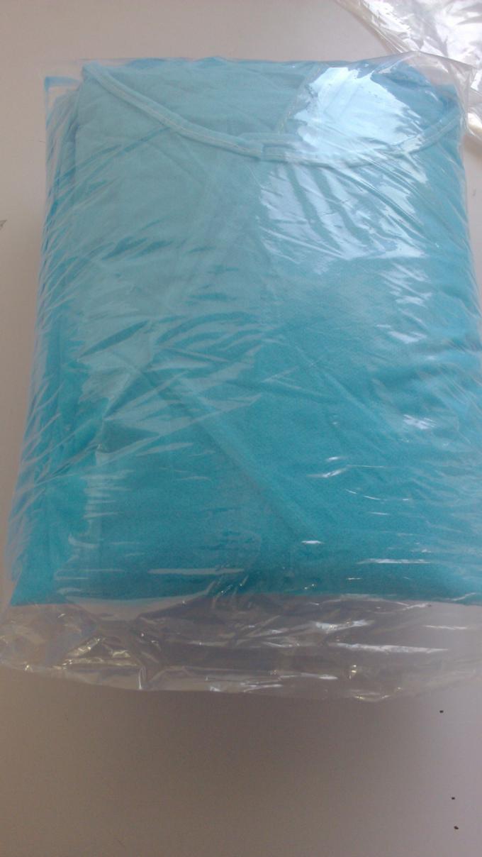 Elastic / Knitted Cuff Disposable Safety Coveralls Medical Gown With V Collar And Pockets