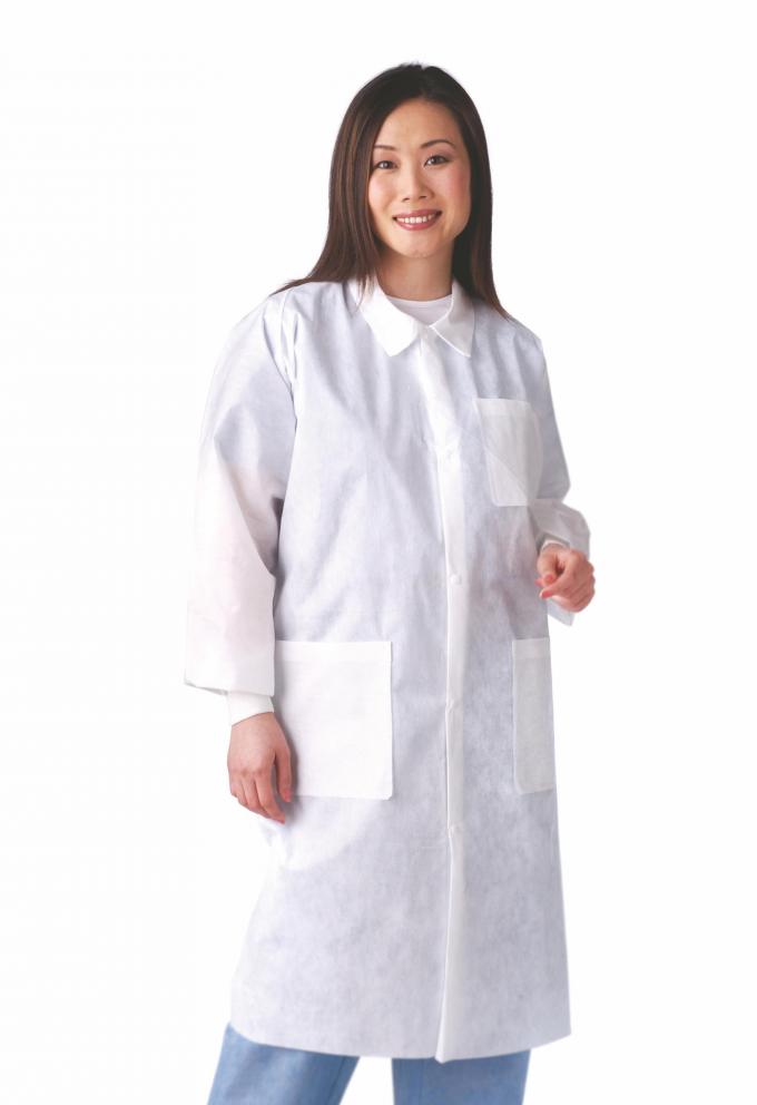 All Size Available Disposable Plastic Lab Coats With Buttons Water Resistant
