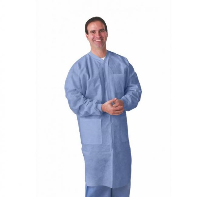 PP Disposable Chemistry Lab Coat 20-60gsm Water And Chemical Resistant