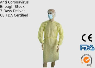 Large Disposable Medical Garments , Safety Examination Yellow Isolation Gowns
