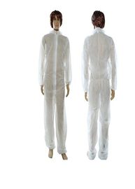 White Disposable Dust Suits Safety Garments With Collar Serged Seam