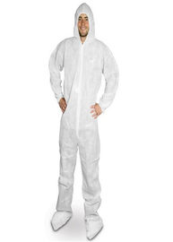ISO9001 Approved Chemical Resistant Disposable Coveralls With Front Zipper