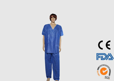 Water Resistant Disposable Medical Scrubs , Blue Disposable Lab Coats