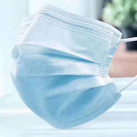 Blue Non Woven Disposable Face Mask 3-Ply Protection For Industry / Hotel