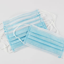 Blue Disposable Non Woven Face Mask Three Layers Green Adults Mask
