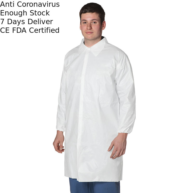 Breathable Disposable Plastic Lab Coats White / Blue / Orange / Red Color