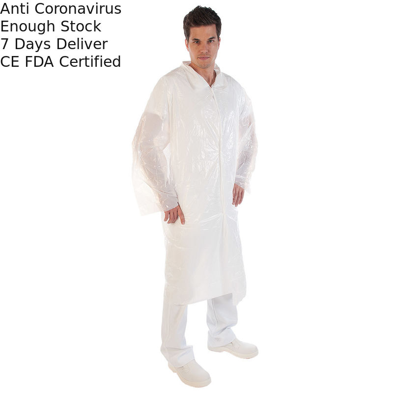 PE Disposable Full Sleeve Lab Coat Customized Design For Electronics Factory / Food Factory