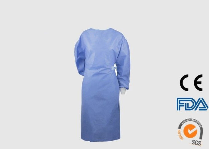 CE Certificate Medical Isolation Gowns , Blue Disposable Aprons 120*140cm