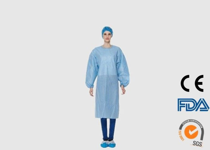 Blue Color Disposable Medical Scrubs Breathable With SMS Material