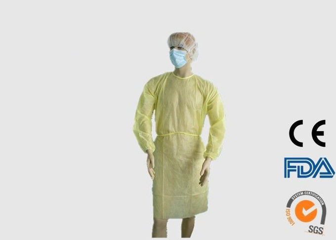 Large Disposable Medical Garments , Safety Examination Yellow Isolation Gowns